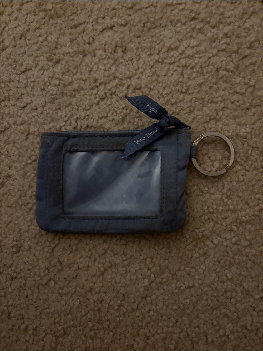 Vera Bradley Slate Blue ID Window Keyring Wallet